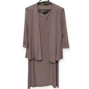 Shift Dress with Matching Jacket and Metallic Detailing